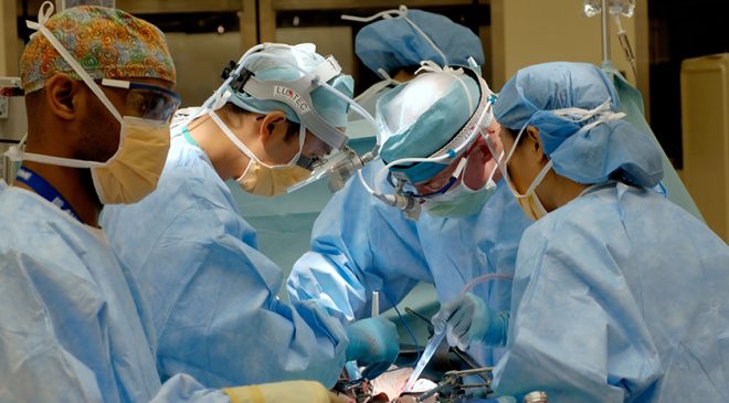 Doctors performing surgery