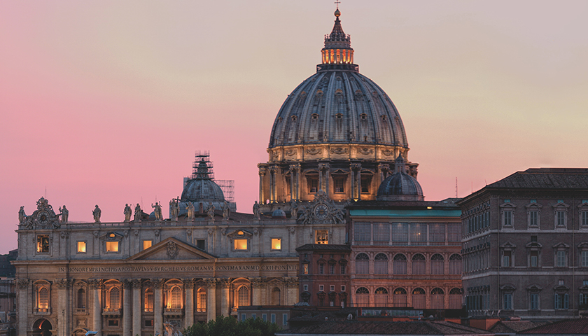 Vatican Saint Peter's Basilica at dusk