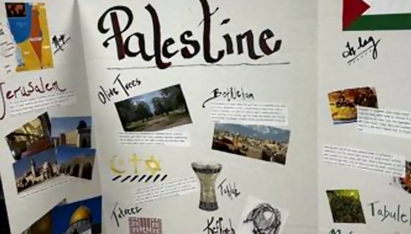'Palestine' poster at Stafford County Public School Multicultural Fair