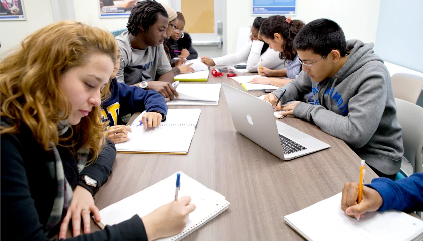 A group of college students stuying